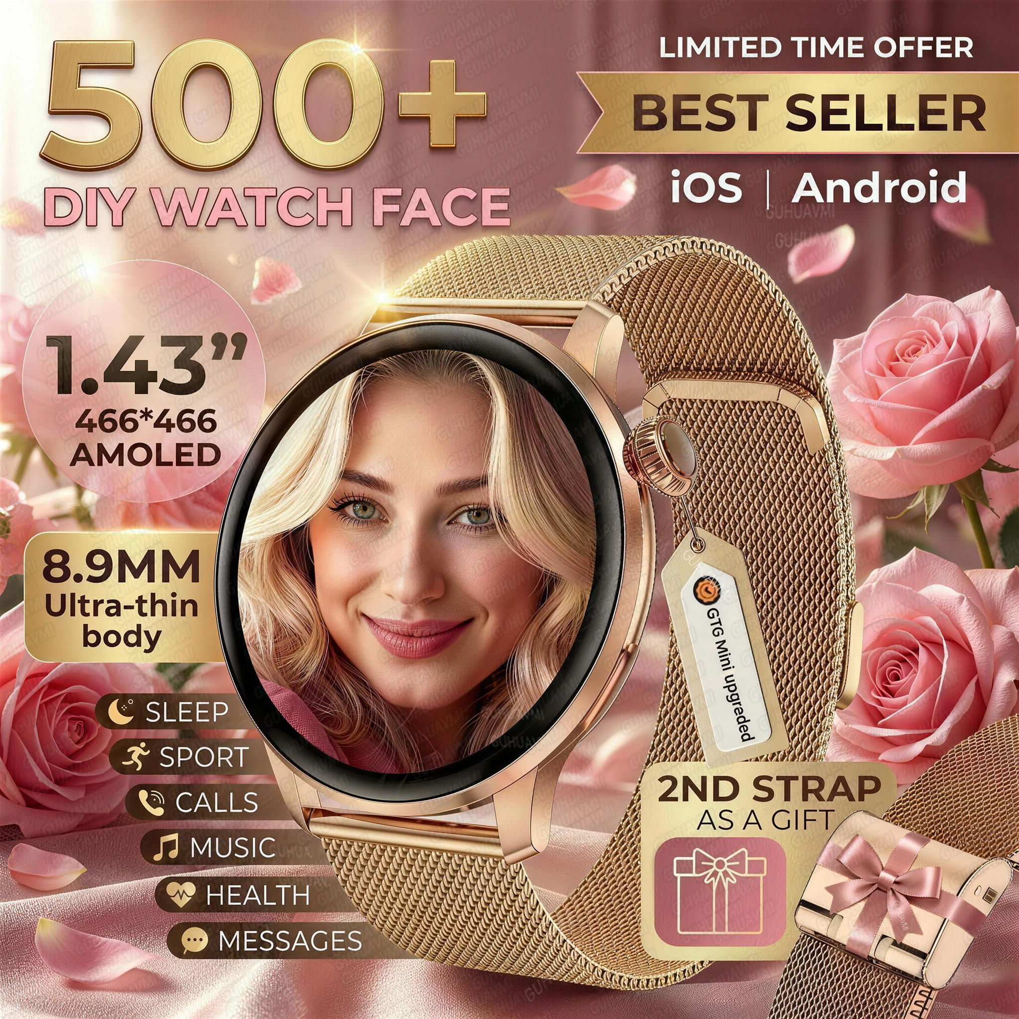 Smartwatch Custom - New Ultra-thin 8.9mm Lady Smart Watch
