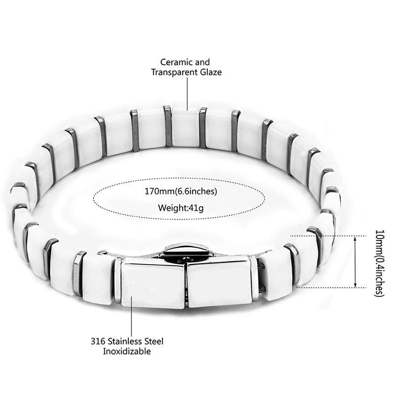 White Black Men Health Bracele – обзор и цена Ceramic Link Bracelet