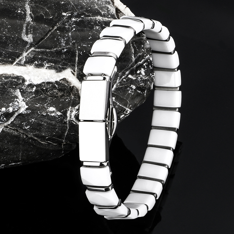 White Black Men Health Bracele – обзор и цена Ceramic Link Bracelet