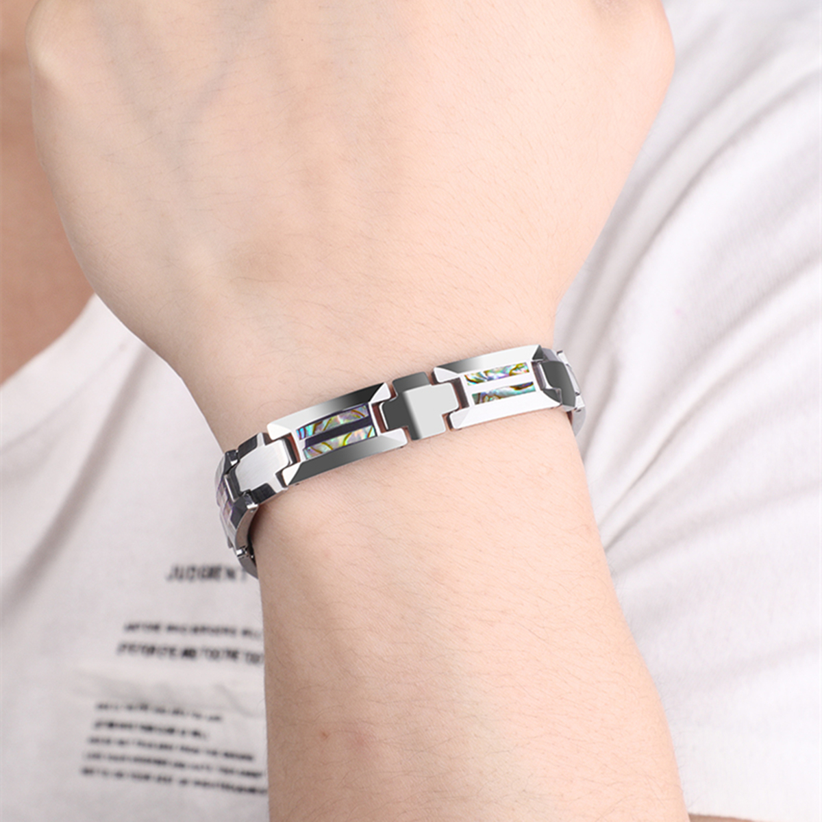 Abalone Shell Tungsten Steel B – обзор и цена Ceramic Link Bracelet