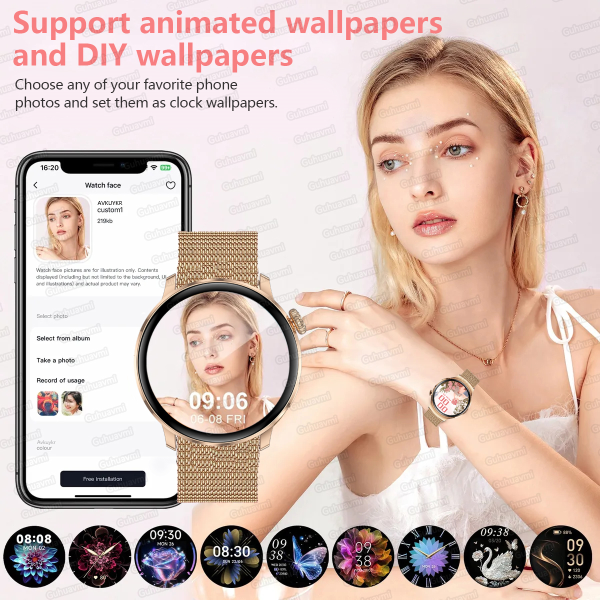New Ultra-thin 8.9mm Lady Smar – обзор и цена Smartwatch Custom