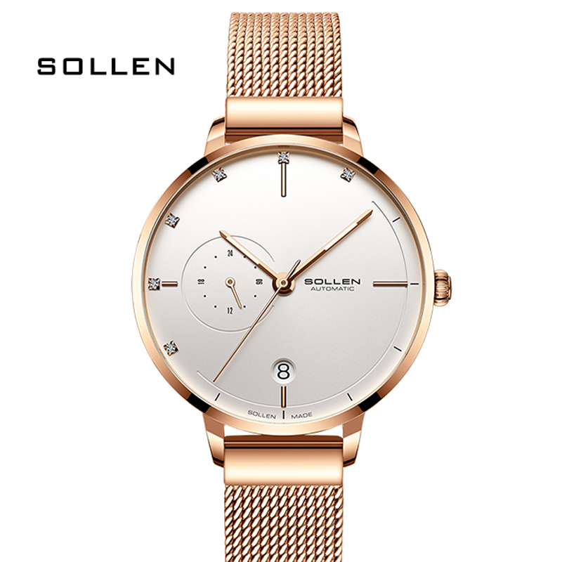 SOLLEN-Automatic Mechanical Wa – обзор и цена Stainless Mesh Band