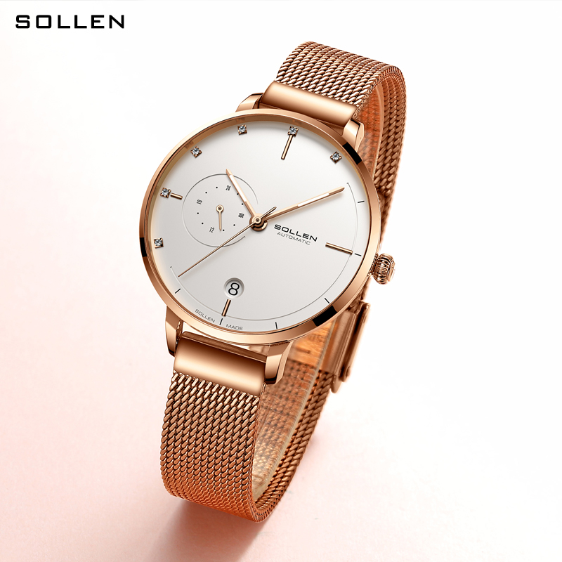SOLLEN-Automatic Mechanical Wa – обзор и цена Stainless Mesh Band